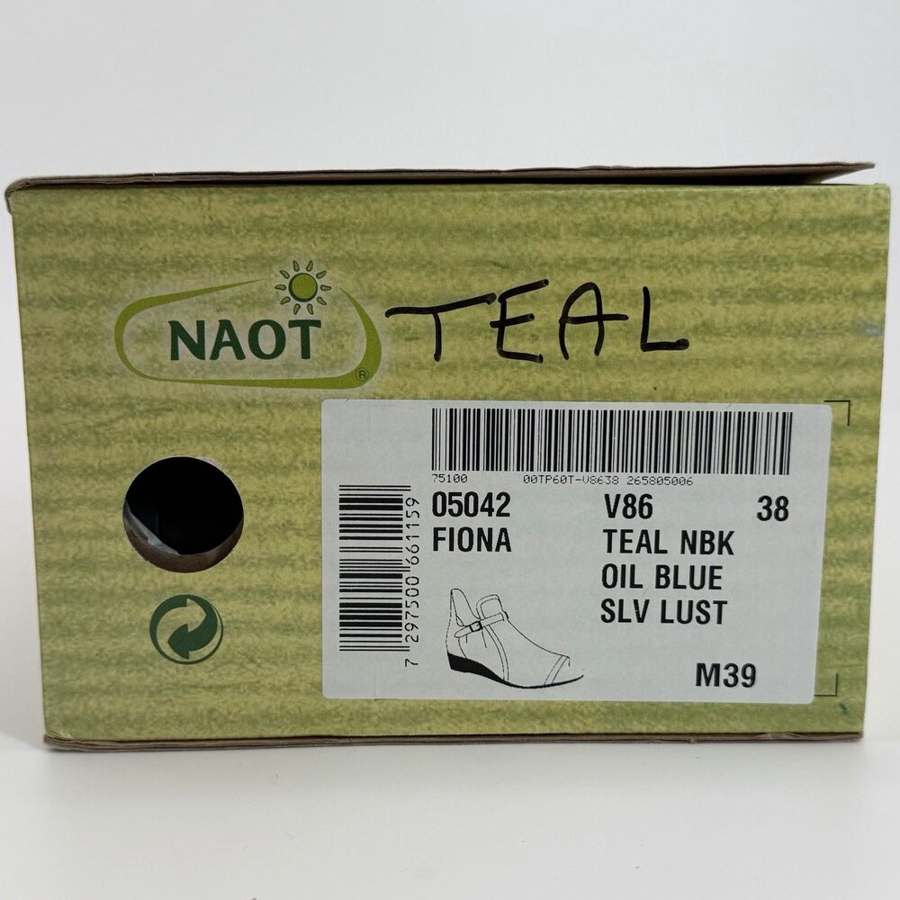Naot Fiona Wedge Sandals 38‎ Teal Suede Leather Comfort Shoes Womens 7 Brand New - Picture 6 of 7